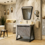 ΕΠΙΠΛΟ ΜΠΑΝΙΟΥ K540-PRESTIGIA 80 cm ΜΕ ΒΑΣΕΙΣ ΣΤΟ ΠΛΑΙ ΣΕ ΟΨΗ ΣΚΟΥΡΟ ΤΣΙΜΕΝΤΟ