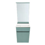 Ορθογώνιος Καθρέφτης Μπάνιου Με Ξύλινη Κορνίζα Σε Baby Blue Απόχρωση - Image 2