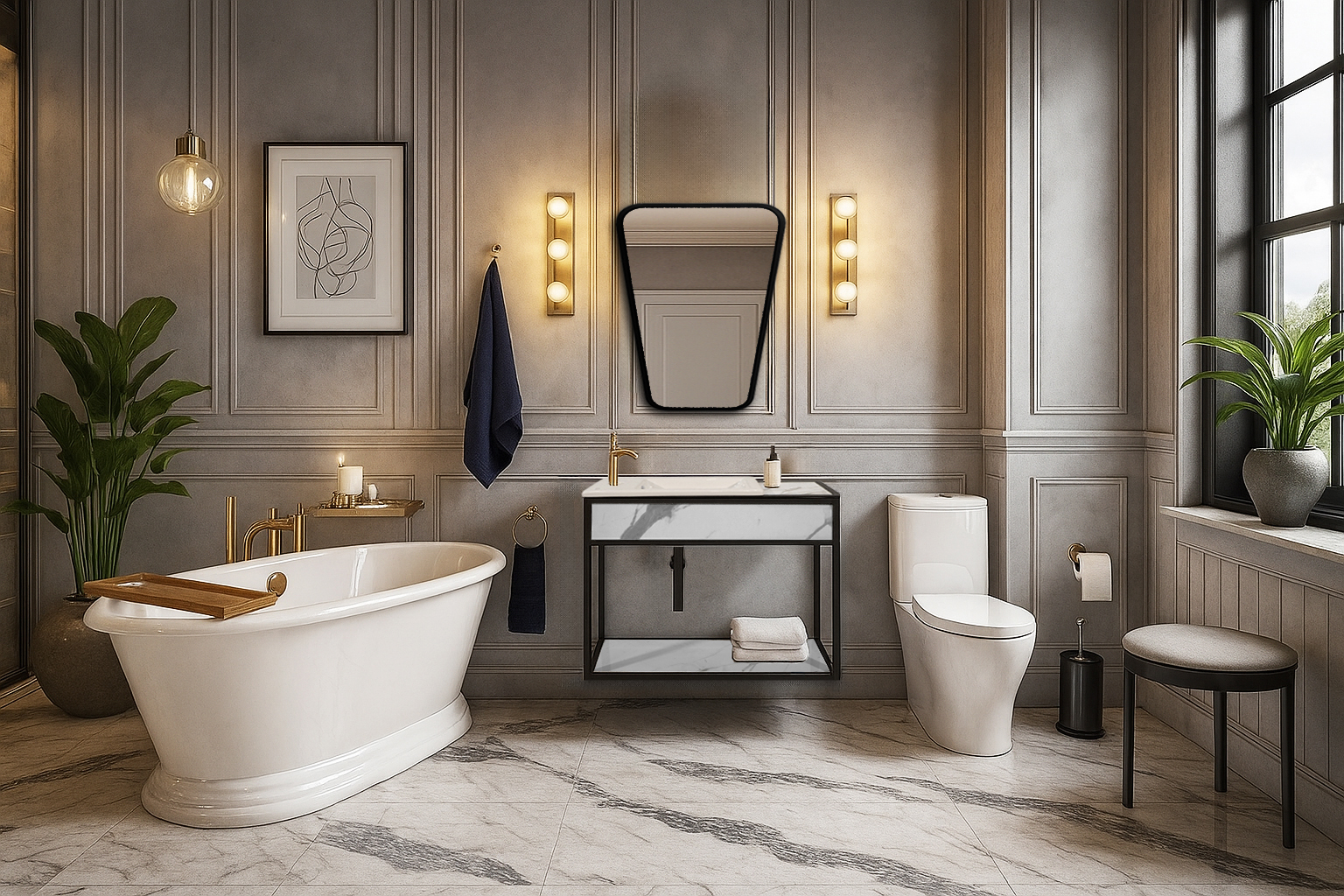 marmaroleyko2 ΕΠΙΠΛΟ ΜΠΑΝΙΟΥ LUSSO ΚΡΕΜΑΣΤΟ ΜΕ ΜΑΡΜΑΡΙΝΗ ΟΨΗ - Image 1