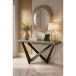 ΕΠΙΠΛΟ ΕΙΣΟΔΟΥ WALL ΜΕ ΞΥΛΙΝΗ ΕΠΙΦΑΝΕΙΑ ΤΥΠΟΥ ΤΣΙΜΕΝΤΟ ΣΚΟΥΡΟ & ΜΕΤΑΛΛΙΚΗ ΒΑΣΗ