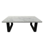 ΤΡΑΠΕΖΙ ΣΑΛΟΝΙΟΥ VERTO ΜΕ ΜΕΤΑΛΛΙΚΟ ΣΚΕΛΕΤΟ & ΕΠΙΦΑΝΕΙΑ ΑΠΟ ΜΕΛΑΜΙΝΗ ΣΕ ΟΨΗ ΛΕΥΚΟΥ ΜΑΡΜΑΡΟΥ - Image 2