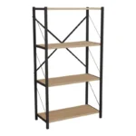 Βιβλιοθήκη Jackrey oak μελαμίνης-μαύρο μέταλλο