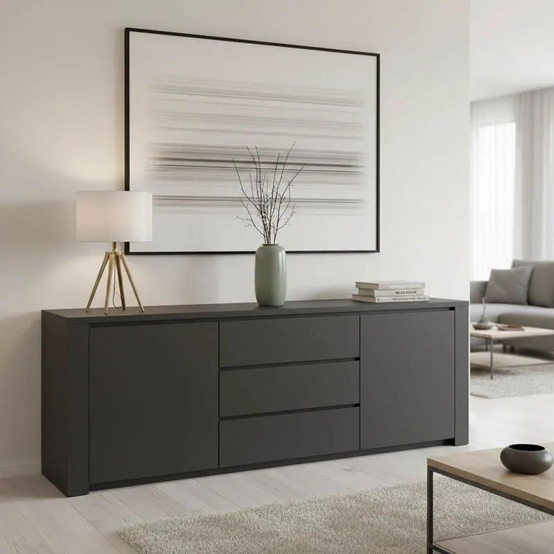 383-000019 Μπουφές Kalya σε ανθρακί απόχρωση - Image 1