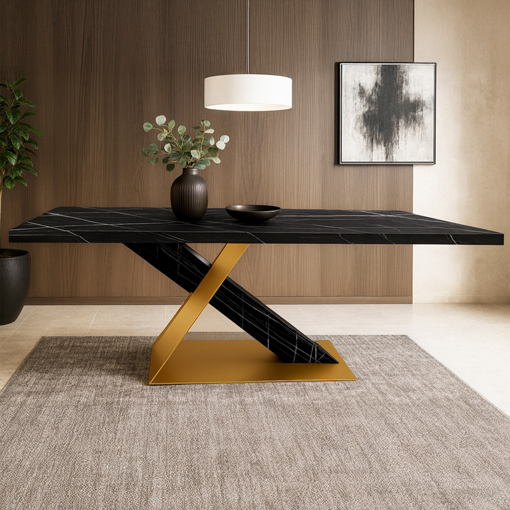 7767 gold ΤΡΑΠΕΖΑΡΙΑ TYPO ΜΕ ΕΠΙΦΑΝΕΙΑ ΣΕ ΟΨΗ ΜΑΥΡΟ ΜΑΡΜΑΡΟ - Image 1