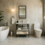 ΕΠΙΠΛΟ ΜΠΑΝΙΟΥ ZENOS PROGETTO ΠΛΑΤΟΥΣ 75 cm ΣΕ ΟΨΗ ΛΕΥΚΟΥ ΜΑΡΜΑΡΟΥ ΜΕ ΜΠΕΖ ΝΕΡΑ