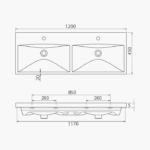 Νιπτήρας Επίπλου Πορσελάνης Cerastyle Elite Διπλός 120x45cm Λευκό - Image 2