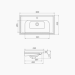 Νιπτήρας Επίπλου Πορσελάνης Cerastyle Frame 80x45cm Λευκό - Image 4