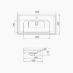 Νιπτήρας Επίπλου Πορσελάνης Cerastyle Frame 90x45cm Λευκό - Image 4