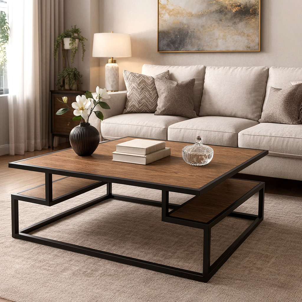 MAIA K545 ΤΡΑΠΕΖΙ ΣΑΛΟΝΙΟΥ MAIA ΜΕ ΞΥΛΙΝΗ ΕΠΙΦΑΝΕΙΑ ΚΑΙ ΜΕΤΑΛΛΙΚΟ ΣΚΕΛΕΤΟ - Image 1