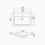 Νιπτήρας Επίπλου Πορσελάνης Cerastyle Porto 55x38cm Λευκό - Image 4