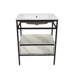 ΕΠΙΠΛΟ ΜΠΑΝΙΟΥ ZENOS PROGETTO ΠΛΑΤΟΥΣ 65 cm ΣΕ ΟΨΗ ΛΕΥΚΟΥ ΜΑΡΜΑΡΟΥ ΜΕ ΜΠΕΖ ΝΕΡΑ - Image 2