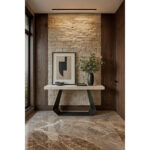 ΕΠΙΠΛΟ ΕΙΣΟΔΟΥ STRUMMY ΜΕ ΜΕΤΑΛΛΙΚΗ ΒΑΣΗ KAI ΕΠΙΦΑΝΕΙΑ ΜΕΛΑΜΙΝΗΣ ΜΕ ΟΨΗ ΛΕΥΚΟΥ ΜΑΡΜΑΡΟΥ ΜΕ ΓΚΡΙ ΝΕΡΑ