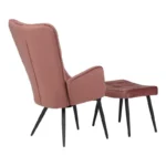 Πολυθρόνα με υποπόδιο Dorita βελούδο σάπιο μήλο-πόδι μαύρο μέταλλο - Image 3