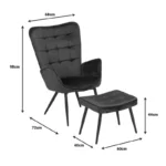 Πολυθρόνα Maddison με υποπόδιο-μαξιλάρι κρεμ βελούδο-πόδι φυσικό - Image 7