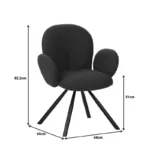 Πολυθρόνα Garzele ανθρακί μπουκλέ ύφασμα-πόδι μαύρο μέταλλο - Image 9