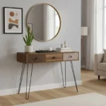 Κονσόλα Boho καρυδί με μεταλλικά πόδια 100x50,5x74,5εκ - Image 2