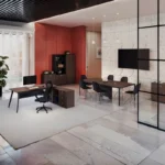 Γραφείο εργασίας επαγγελματικό αναστρέψιμο Denith ανθρακί-καρυδί - Image 6