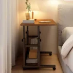 Γραφείο τροχήλατο Stolu I MDF-metal σε καρυδί απόχρωση - Image 3