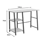 Γραφείο εργασίας Ferje με ράφια mdf σε φυσική-λευκή απόχρωση - Image 2