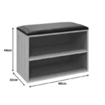 Παπουτσοθήκη-Σκαμπό Kiana 4 ζεύγων με μαξιλάρι σε γκρι-oak απόχρωση - Image 4