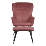 Πολυθρόνα με υποπόδιο Rueda βελούδο σε σάπιο μήλο απόχρωση με μαύρα μεταλλικά πόδια - Image 6