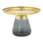 Βοηθητικό τραπέζι Kunlo χρυσό χρώμιο-μαύρο γυαλί - Image 5