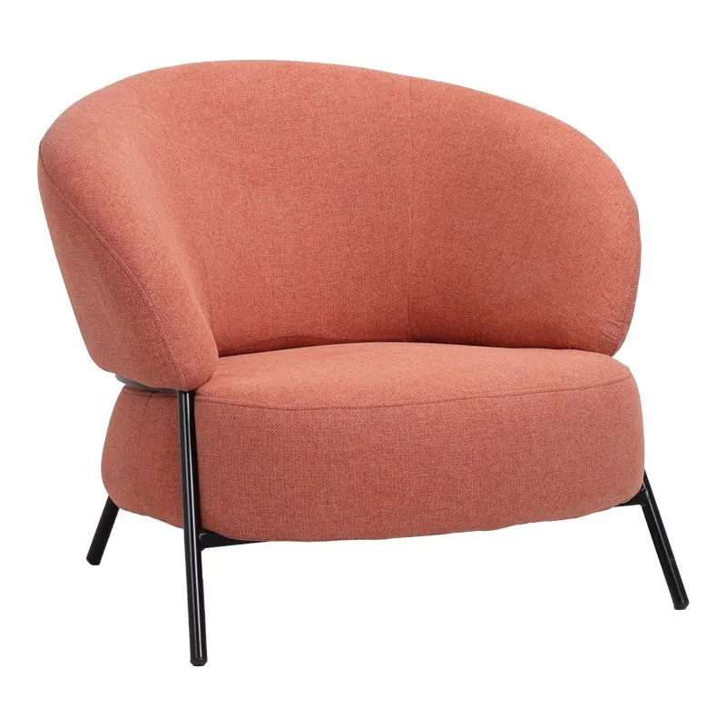 110-000108 Πολυθρόνα Jennie ύφασμα σε κεραμιδι απόχρωση με μαύρα μεταλλικά πόδια - Image 1