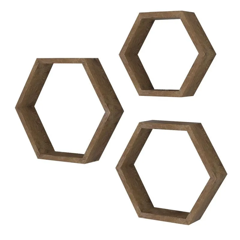 120-000058 Ραφιέρα τοίχου Valis τριών τεμαχίων χρώμα καρυδί - Image 1