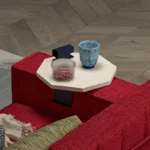 Βοηθητικό τραπεζάκι Linea σε απόχρωση κρέμα με μαύρα μεταλλικά πόδια - Image 3