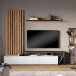 Σύνθετο σαλονιού Claironse σε φυσική απόχρωση-ανθρακί-ανοιχτό γκρι