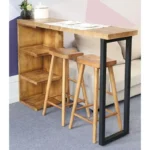 Τραπέζι μπαρ Collins φυσικό ξύλο πεύκου 35mm φυσικό-μαύρο 139x29x90εκ - Image 3