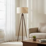 Φωτιστικό δαπέδου PWL-1059 Ε27 σε κρέμα-καρυδί απόχρωση - Image 3