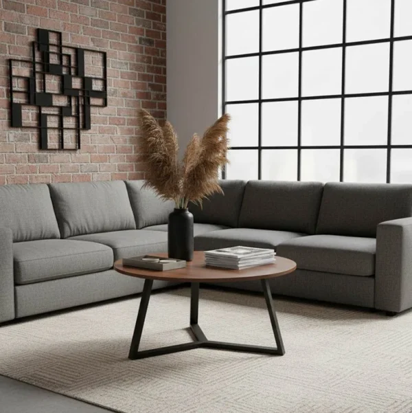 Τραπέζι σαλονιού Berton σε καρυδί απόχρωση με μαύρο μέταλλο