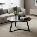 Τραπέζι σαλονιού Berton σε όψη μαρμάρου με μαύρο μέταλλο