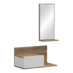 Έπιπλο εισόδου με καθρέπτη Miranda σε λευκή-oak απόχρωση - Image 2