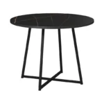 Τραπέζι Sarah Ι σε μαύρο μαρμάρου απόχρωση με μαύρα μεταλλικά πόδια Φ100x76εκ - Image 2