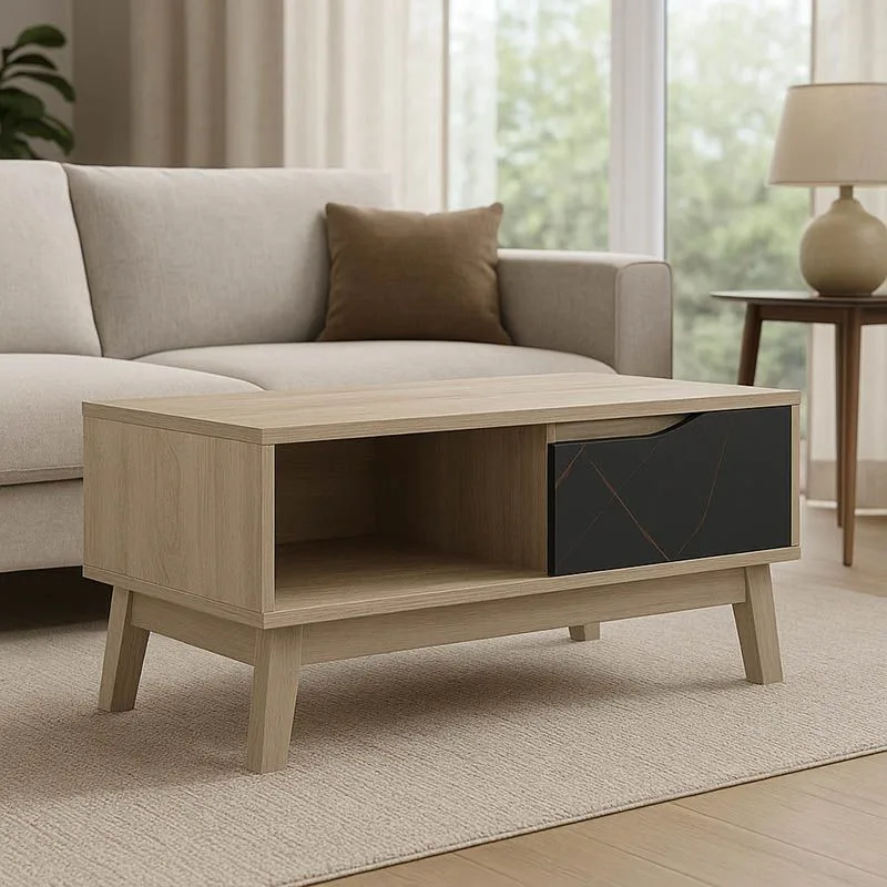 230-000096 Τραπέζι σαλονιού Judas σε μαύρο μαρμάρου-sonoma απόχρωση - Image 1