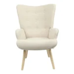 Πολυθρόνα Fluffy ύφασμα μπεζ-φυσικό πόδι - Image 4