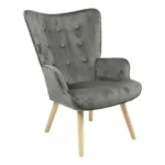 Πολυθρόνα Fluffy βελούδο ανθρακί-φυσικό πόδι