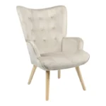 Πολυθρόνα Fluffy βελούδο μπεζ-φυσικό πόδι