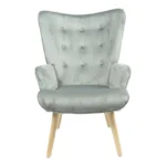 Πολυθρόνα Fluffy βελούδο γκρι-φυσικό πόδι - Image 4