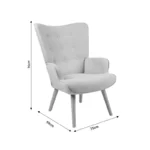 Πολυθρόνα Fluffy βελούδο γκρι-φυσικό πόδι - Image 6