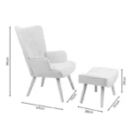 Πολυθρόνα με υποπόδιο Vivienne βελούδο γκρι-φυσικό πόδι - Image 5