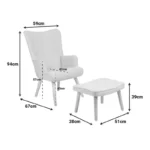 Πολυθρόνα με υποπόδιο Melisia μπεζ ύφασμα και ξύλινο πόδι σε φυσική απόχρωση - Image 7