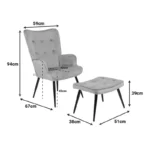 Πολυθρόνα με υποπόδιο Siella κυπαρισσί βελούδο και μαύρο μέταλλο πόδι - Image 7