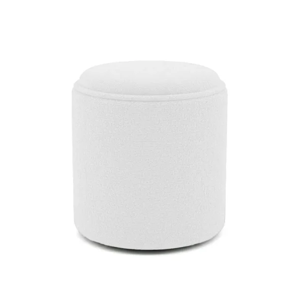 Σκαμπό-μπαούλο Batur μπουκλέ ύφασμα σε λευκή απόχρωση