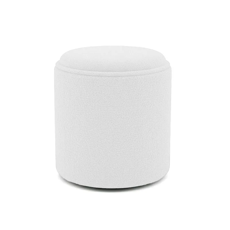 257-000035 Σκαμπό-μπαούλο Batur μπουκλέ ύφασμα σε λευκή απόχρωση - Image 1