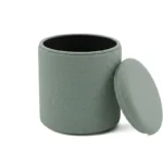 Σκαμπό-μπαούλο Batur μπουκλέ ύφασμα σε χακί απόχρωση - Image 2