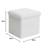 Σκαμπό-μπαούλο Crystal μπουκλέ ύφασμα σε ivory απόχρωση - Image 2