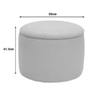 Σκαμπό-μπαούλο Roundy μπουκλέ ύφασμα σε μπεζ απόχρωση - Image 2